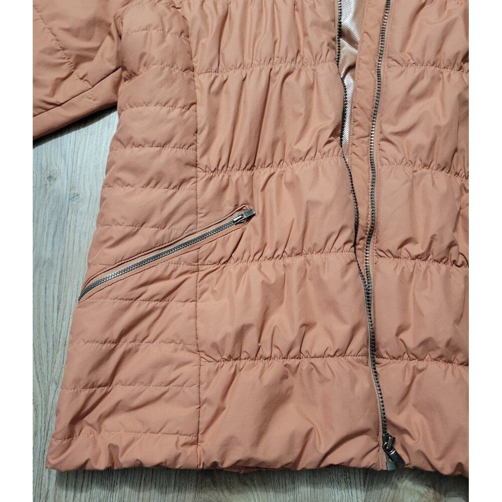 Columbia Women's Puffer Jacket in Peach with Faux Fur Hood - Picture 8 of 10